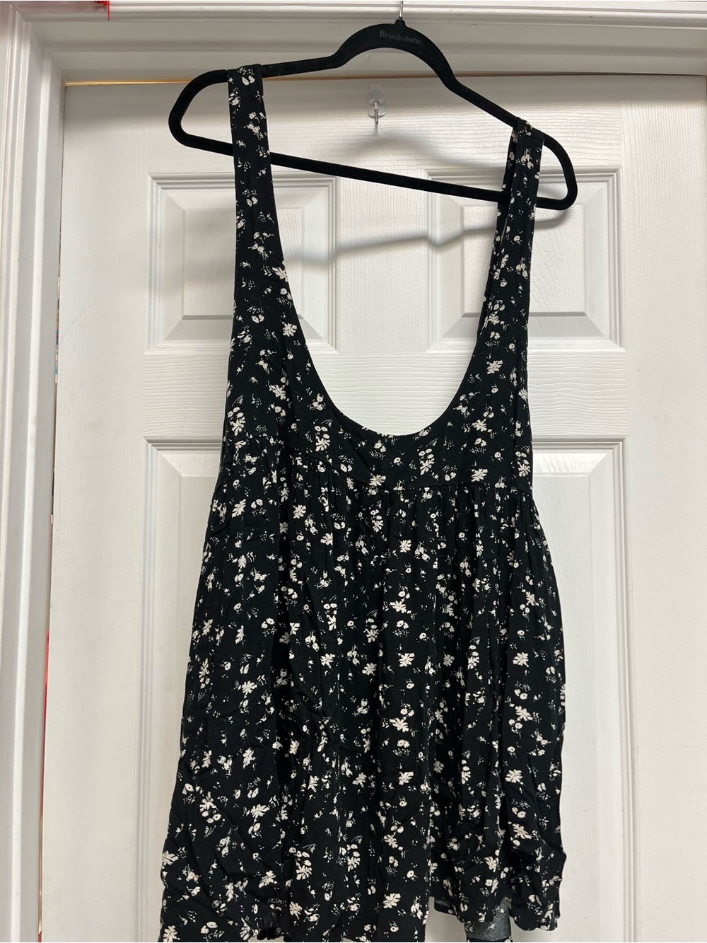 Free People Black Floral Scoop Neck Mini Dress